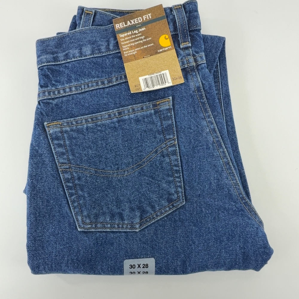 Carhartt Relaxed Fit Tapered Leg Jeans Blue Mens 30x28 B17 DST Darkstone NWT NOS